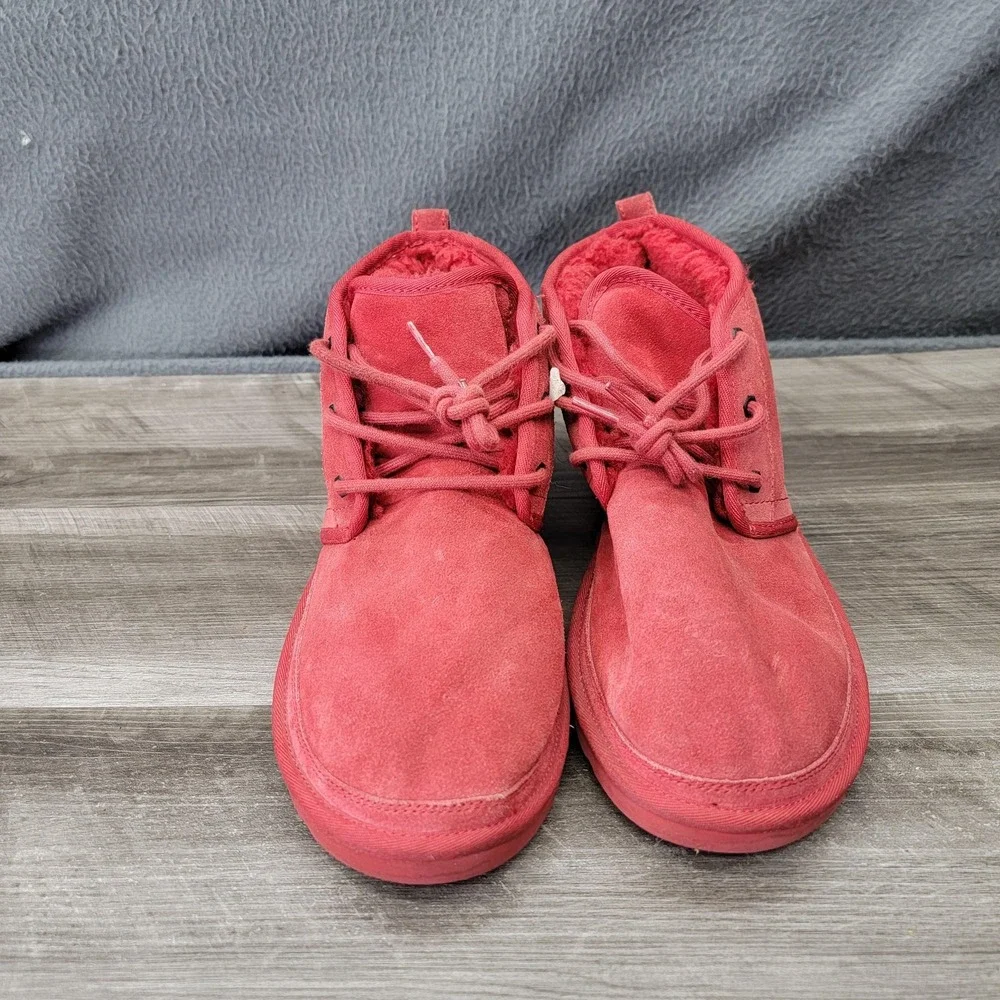 UGG Boots Mens Size 12 Red Suede Chukka Lined Lace Up Winter Casual Outdoor